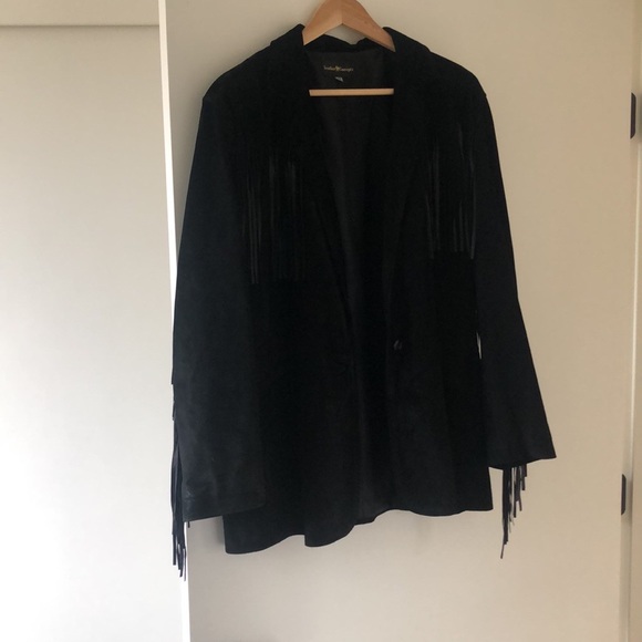 Vintage Leather Suede fringe blazer coat - Picture 3 of 6
